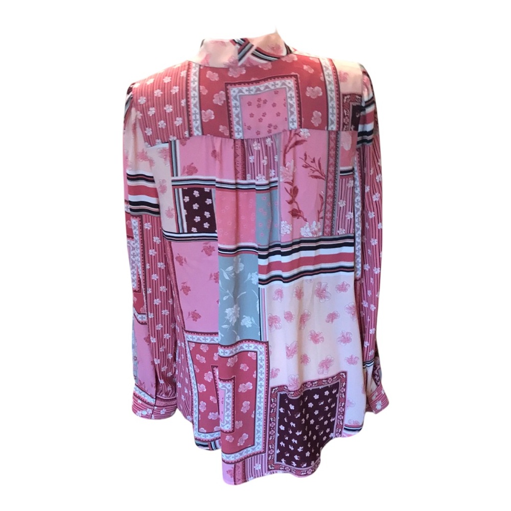 Talbots Patchwork Neck Tie Blouse - image 4